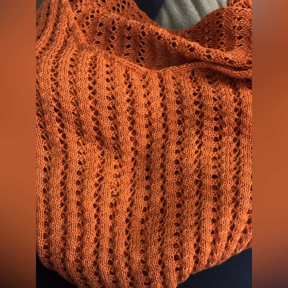 Cozy Boho Knit Scoop Neck Sweater in Orange - Picture 7 of 11